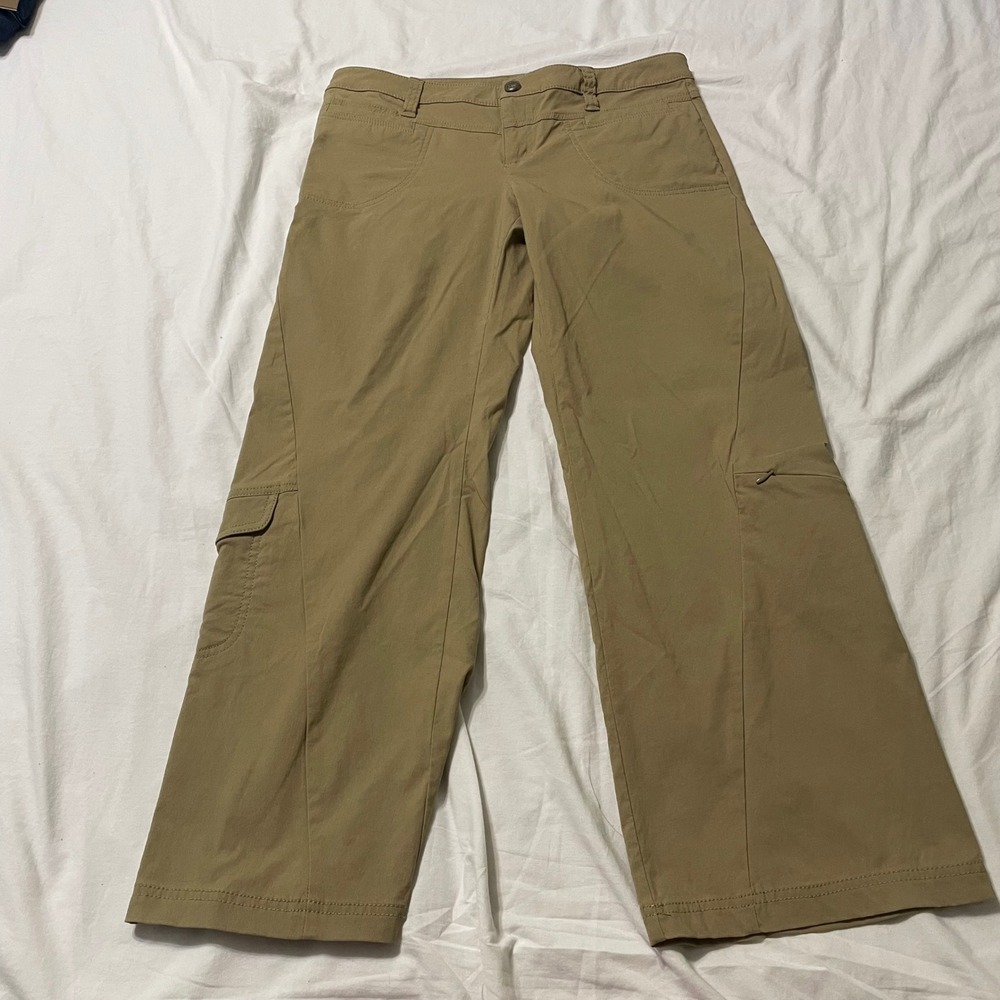 Athleta Cargo Pants Womens 8P Tan Khaki 39148 Wide Leg Hiking Utility Gorecorp